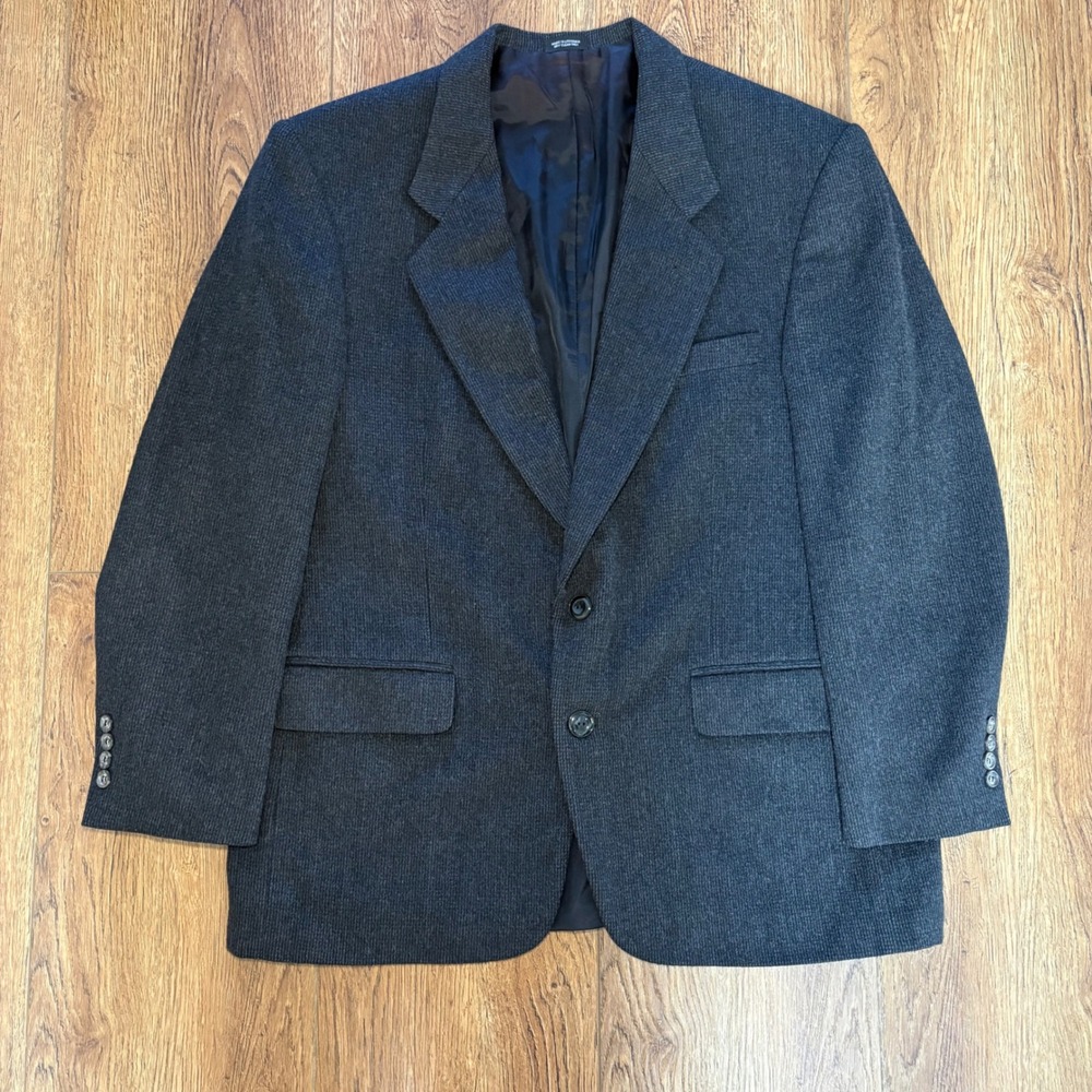 VTG Robert Stock Mens 42R Wool Camel Hair Blazer‎ Charcoal Grey Sport Coat